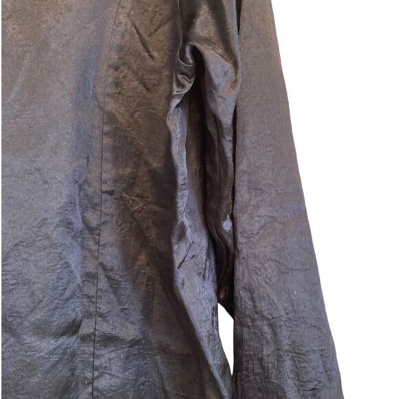 Womens Vintage Justin Allen Black Satin Polyester Collarless Button Up Size 2X - Picture 13 of 16